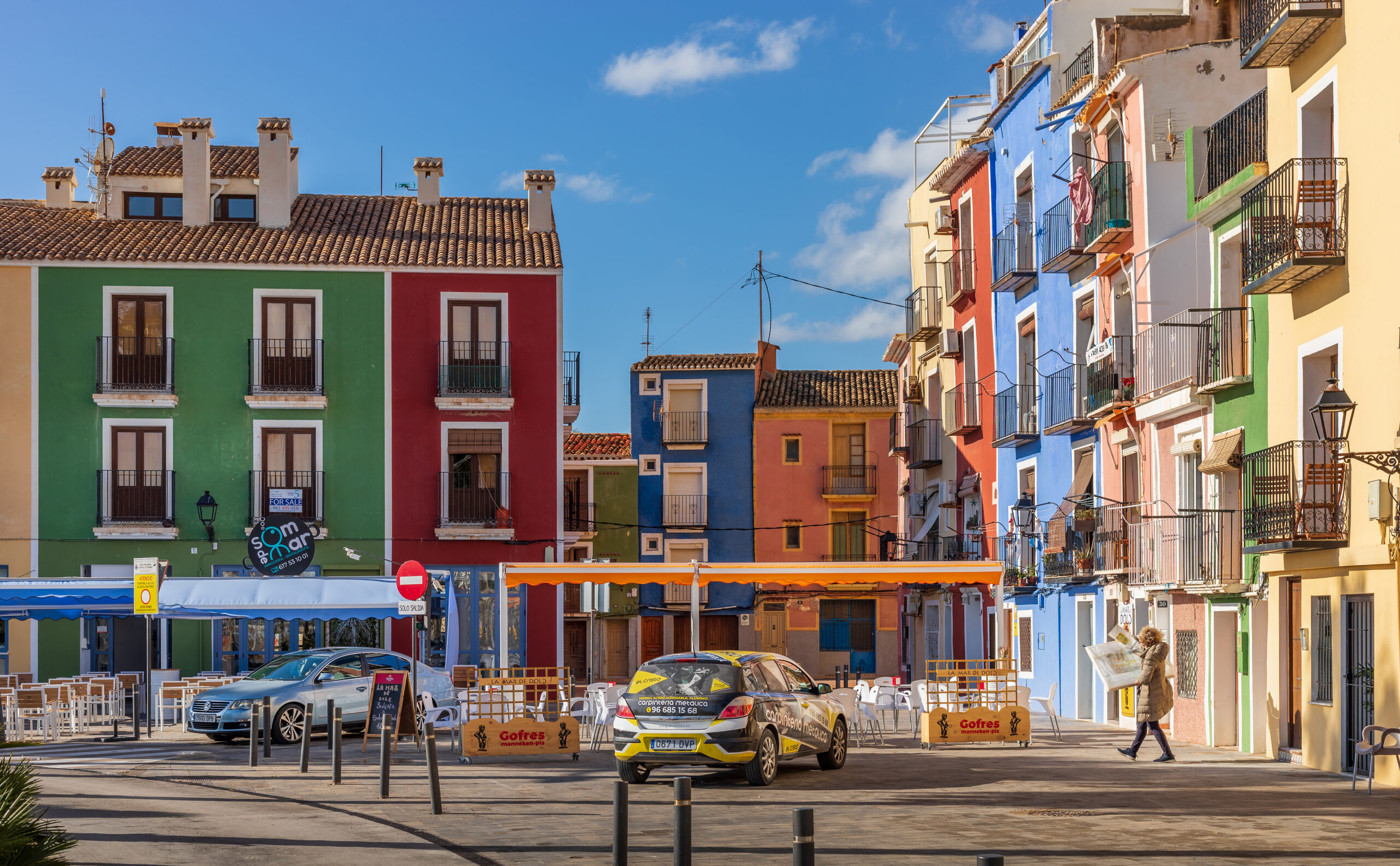 Casas coloridas de Villajoyosa, perto de Altea e Benidorm na Costa Blanca