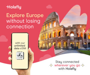 Holafly banner: unlimited-data eSIM for travel in Europe