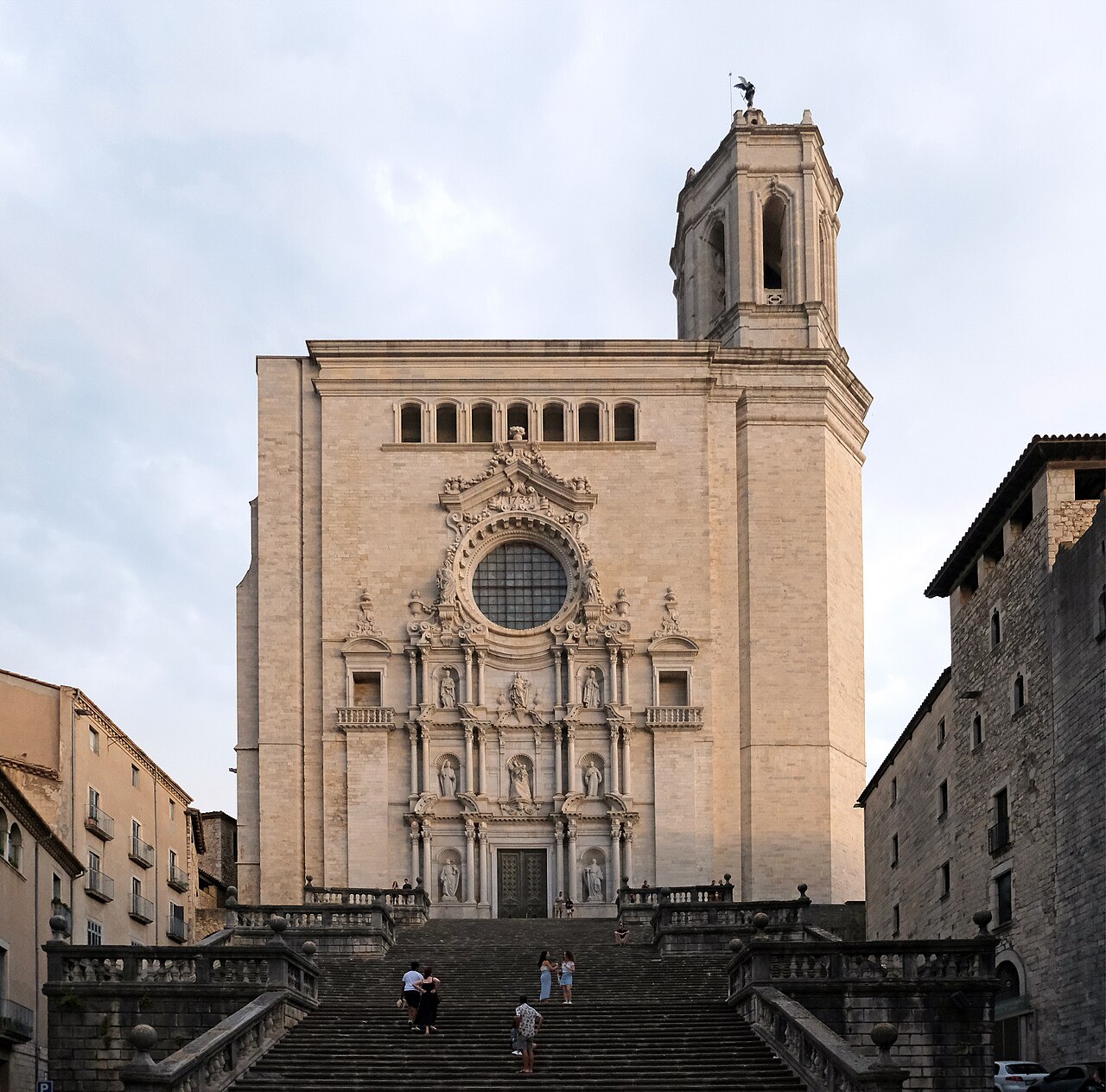 Main facade and steps of Girona Cathedral