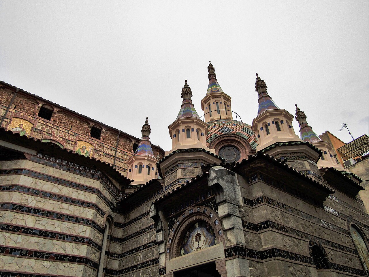 Facade and decoration of Sant Romà church in central Lloret